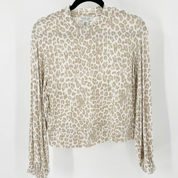 DESIGNER RACHEL ZOE LOS ANGELES NEW YORK CREAM LEOPARD boxy loose fit top - Picture 1 of 5